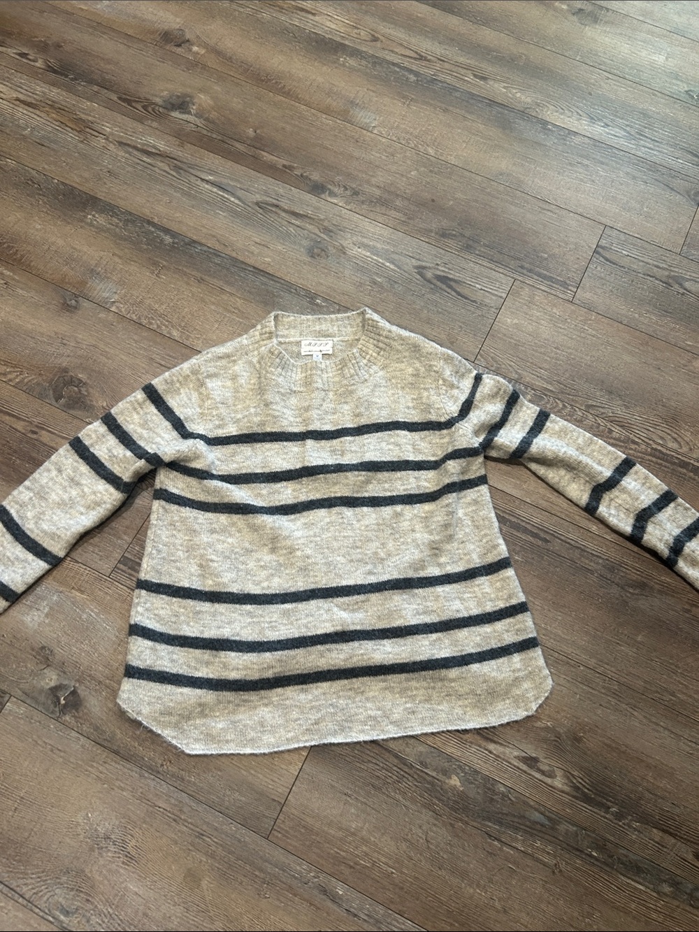 Striped Crewneck Sweater in Cream and Black